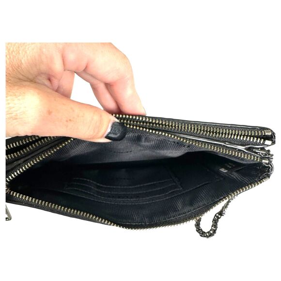 Coach Embossed Python Snake Skin Double Zip Chain Crossbody Purse Handbag - Picture 2 of 4